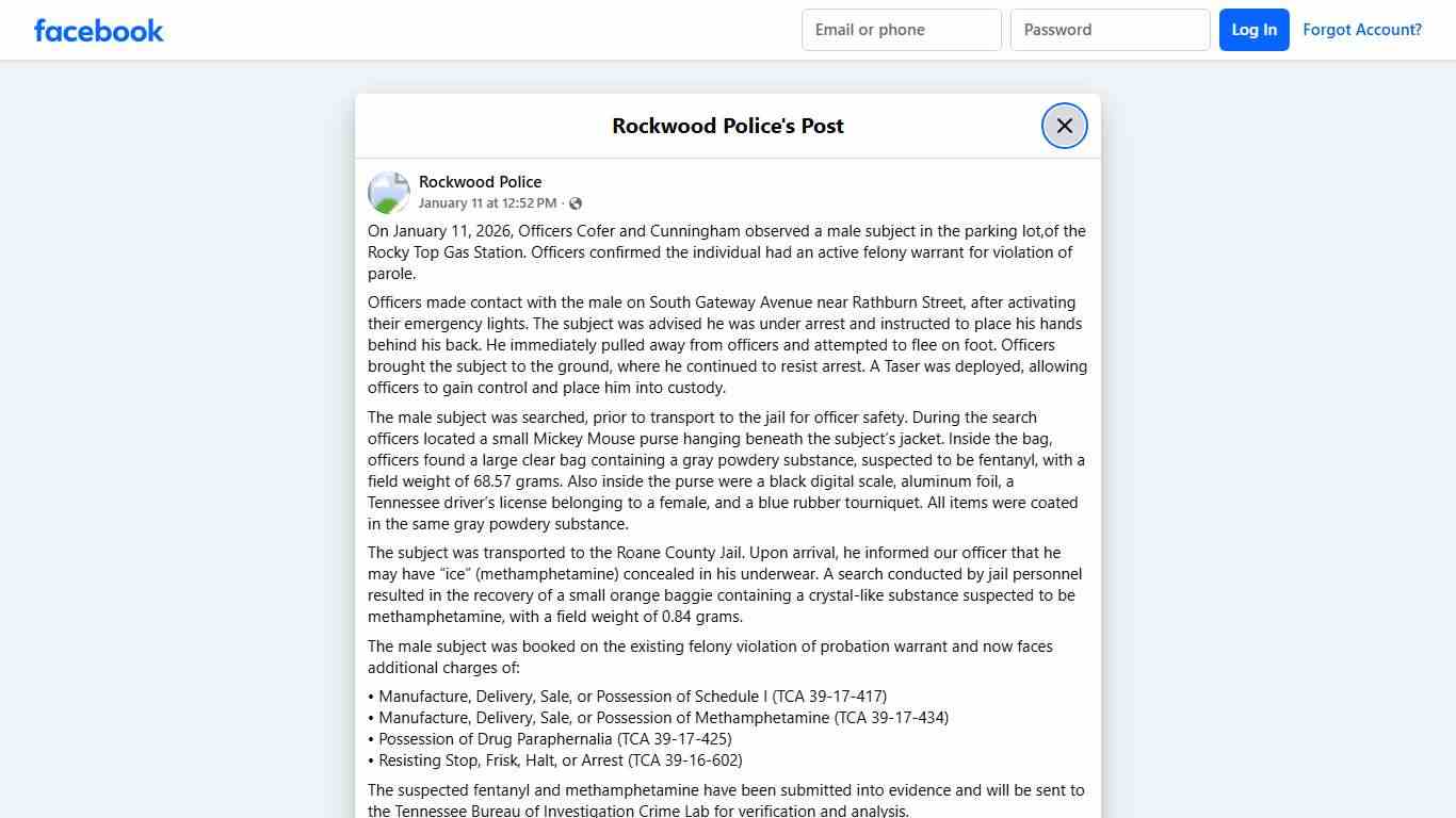 Rockwood Police - On January 11, 2026, Officers Cofer and... Facebook